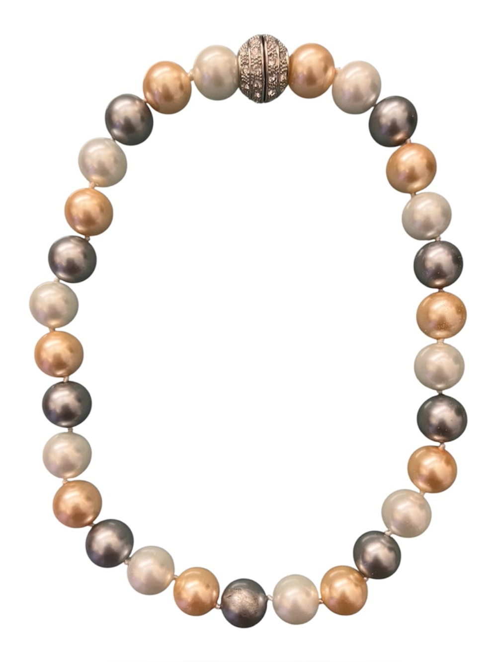 Faux pearl necklace with strong magnetic closure approx 17” total length